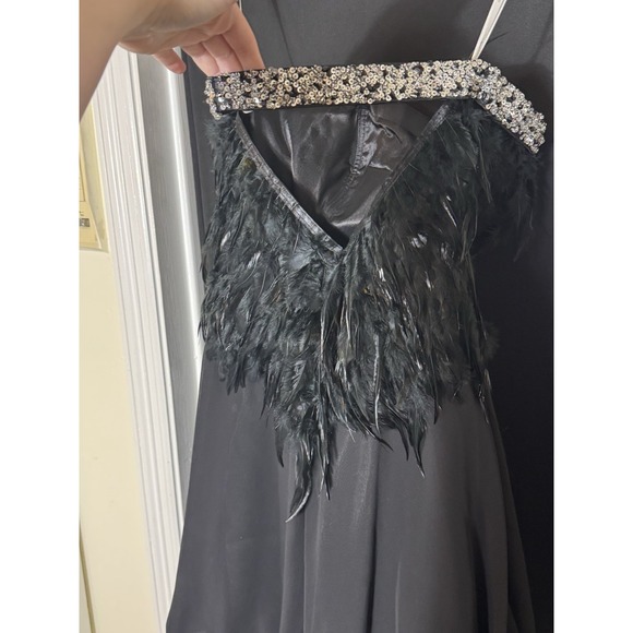 Atelier Alyce Black Strapless Tulle Dress Party Black Swan Feather Whimsigoth 6 - Picture 9 of 13